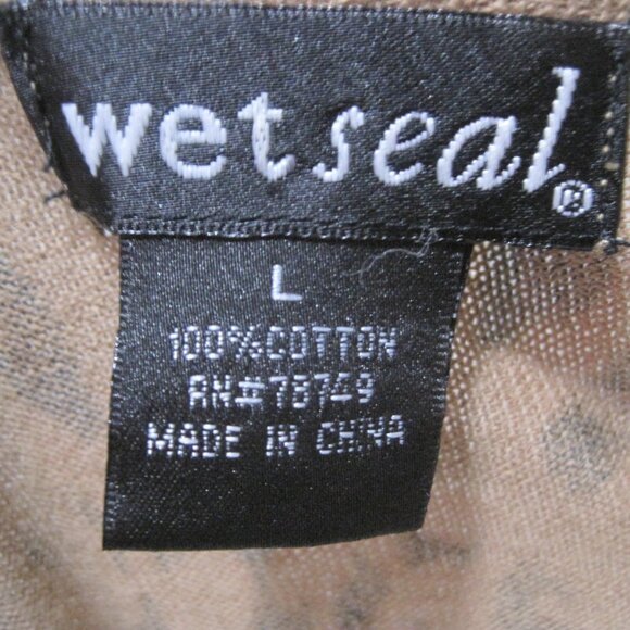 Wet Seal Long Sleeve Leopard Animal Print Sheer Button Up Sweater Women Sz Large - Picture 3 of 6